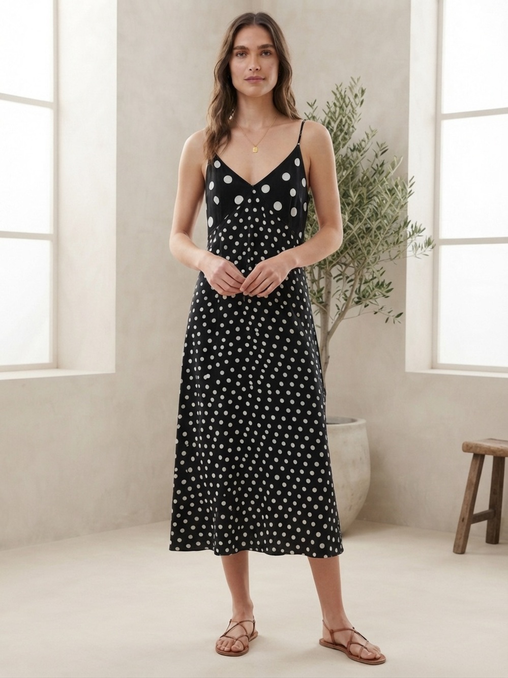Banana Republic Black & White Polka Dot Dress | Size M